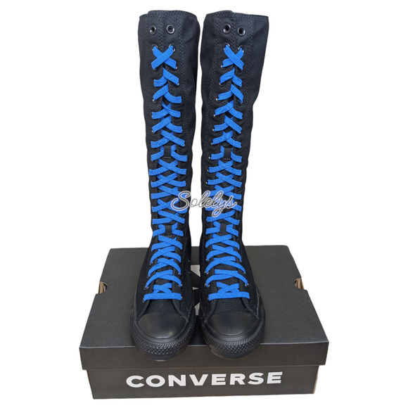 Converse CTAS XXHI Black Blue Knee High Canvas Sneaker Boot Womens 10.5 NEW - Picture 2 of 11